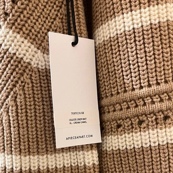 Apiece‎ Apart Sweater Cashmere Wool Blend Celeste Crop Knit Pullover Sz XL